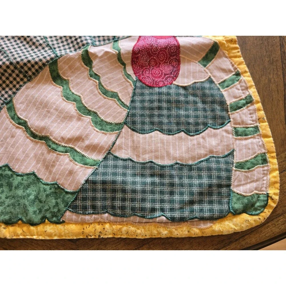 Vintage Thanksgiving Turkey Quilted Placemats Set of 2 Primitive Country Fall